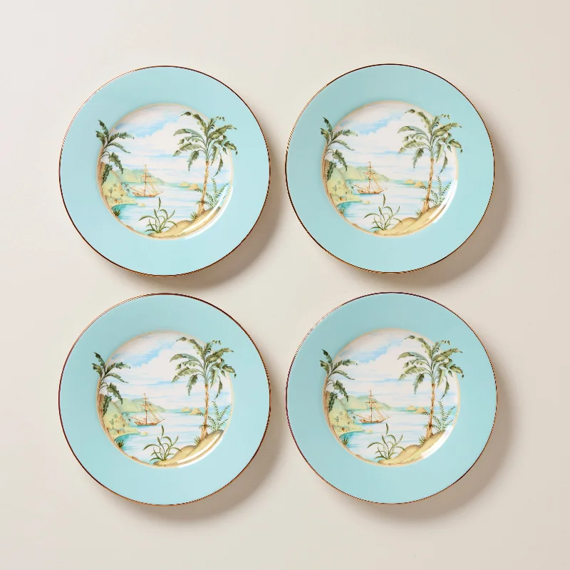 British Colonial Tradewind Accent Plates, Set of 4