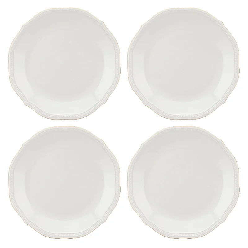 French Perle Bead Dinner Plates, Set of 4