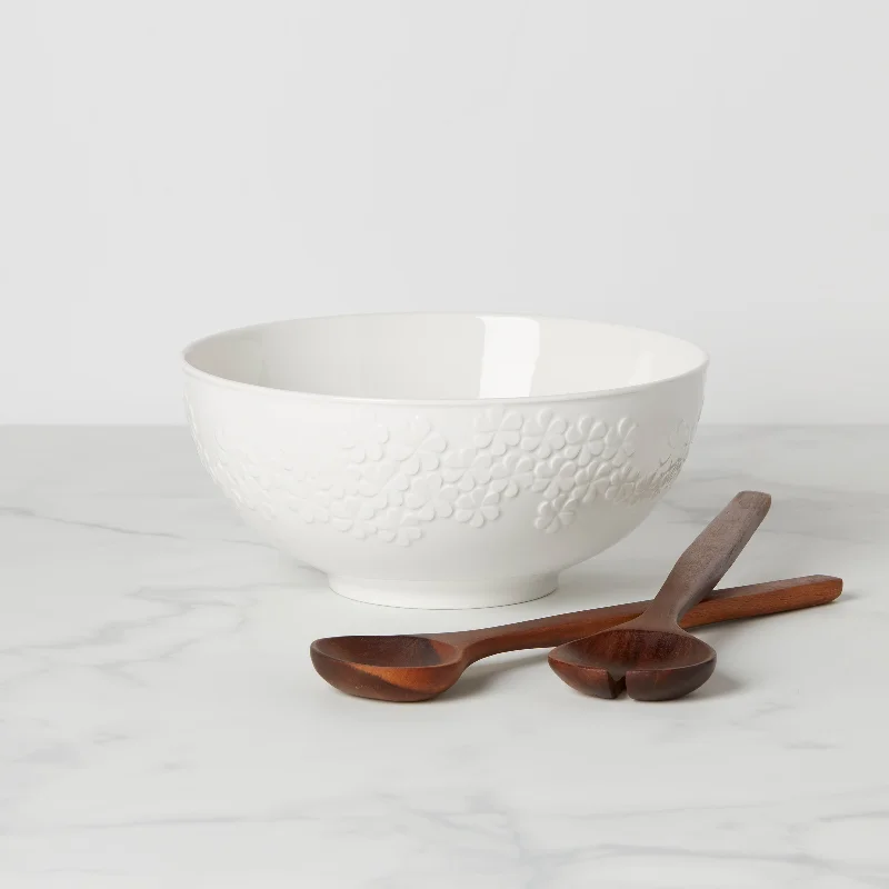 Blossom Lane Salad Bowl & Servers