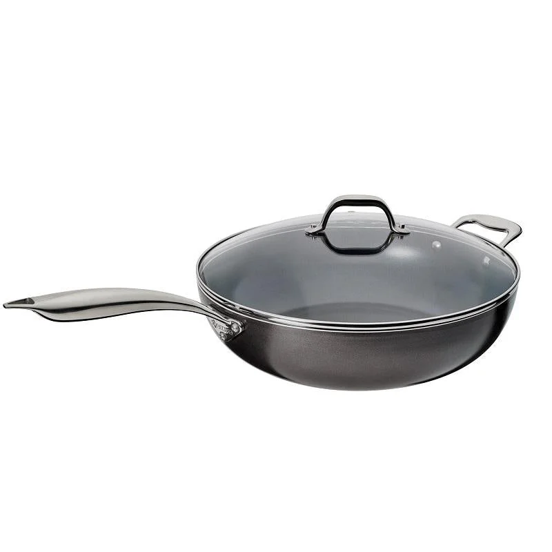 Kyocera 12.5" NonStick Ceramic Wok with Tempered Glass Lid