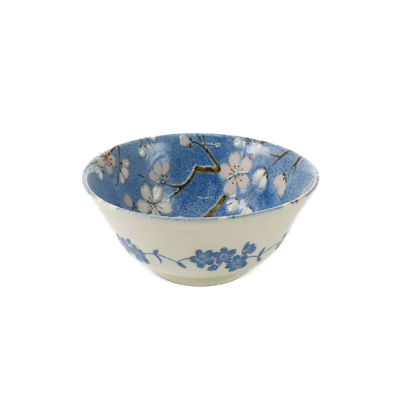 Light Blue Sakura Blossom Noodle Bowl, 15.5cm