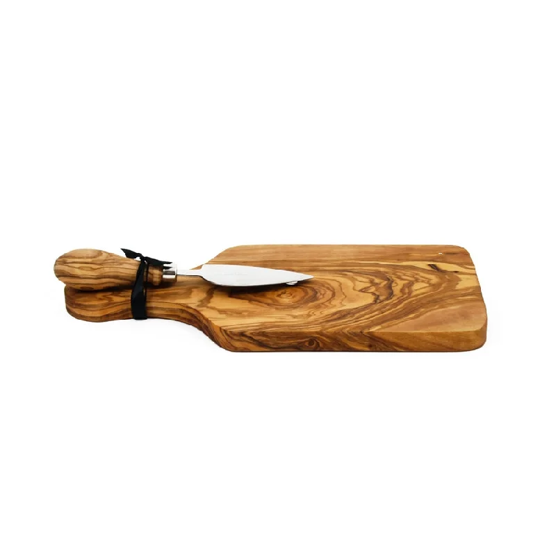 Olive Wood Cheese Board Set