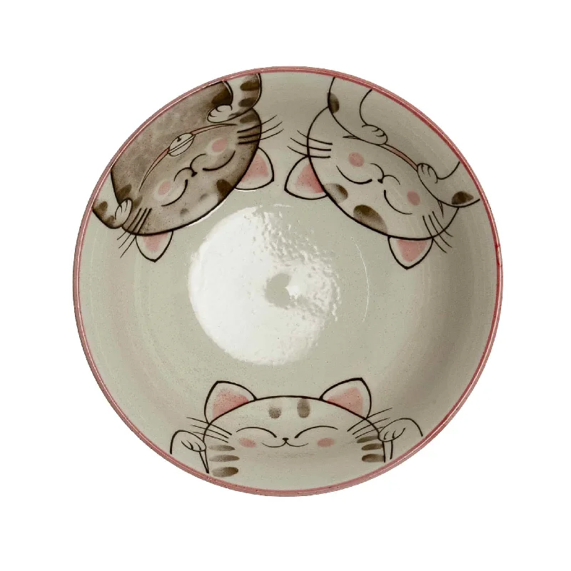 Pink Lucky Cat Japanese Ramen Bowl, 21cm