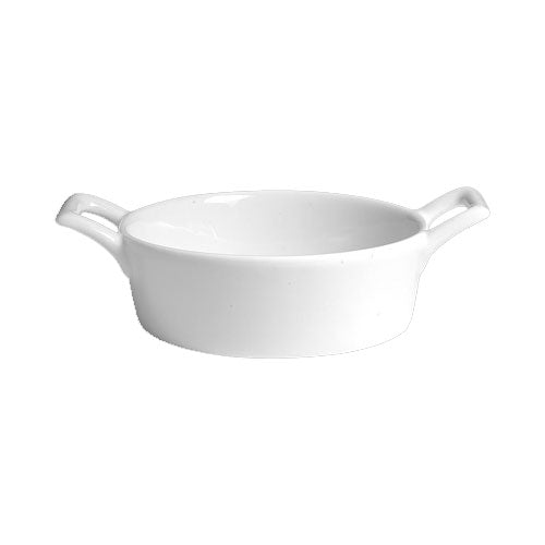 Round Baking Dish w/ Handle, White, 10 oz.