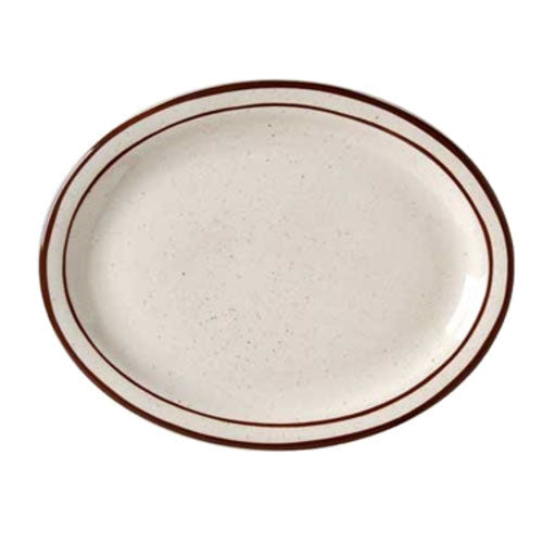 Vertex China CRV-12 Caravan Narrow Rim Oval Platter, Brown Speckled, 9-1/2", Pack of 6