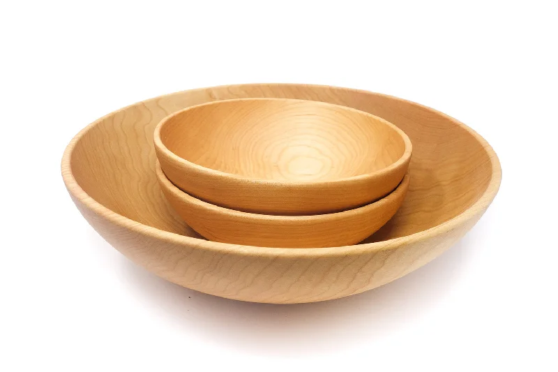 11 inch wooden bowl set - with 6 inch bowls